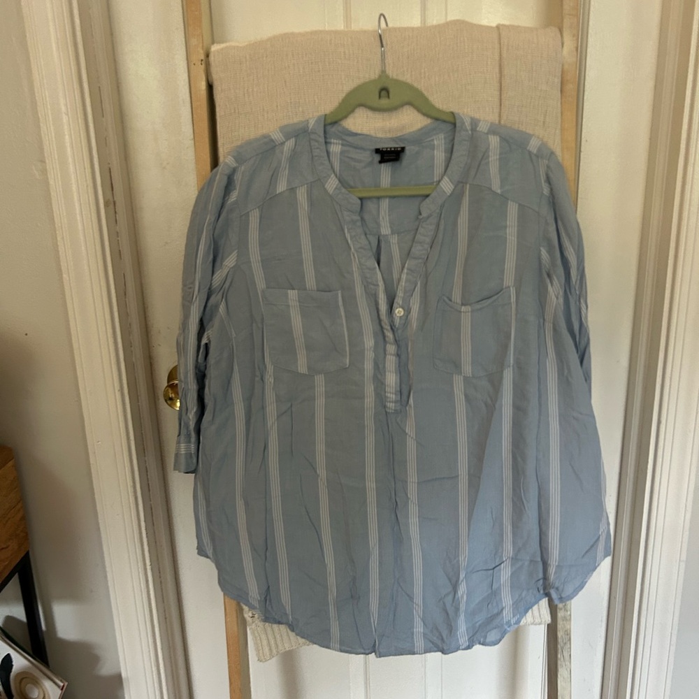 Torrid Light Blue Striped Shirt